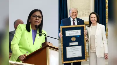 इधर मचाडो ट्रंप से मिलीं, उधर डेल्सी ने दिया अपना पहला भाषण, ट्रंप को चुनौती या सरेंडर? वेनेजुएला की राष्ट्रपति क्या बोलीं?