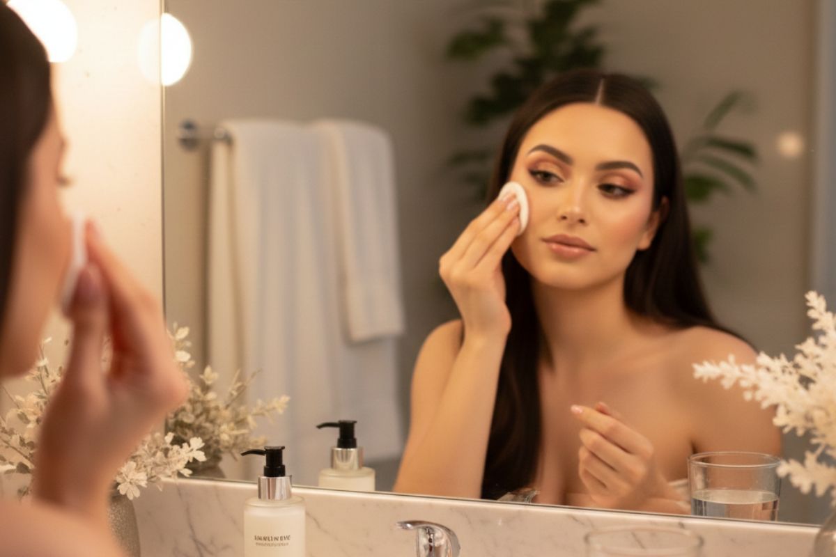 Makeup removal and skincare routine