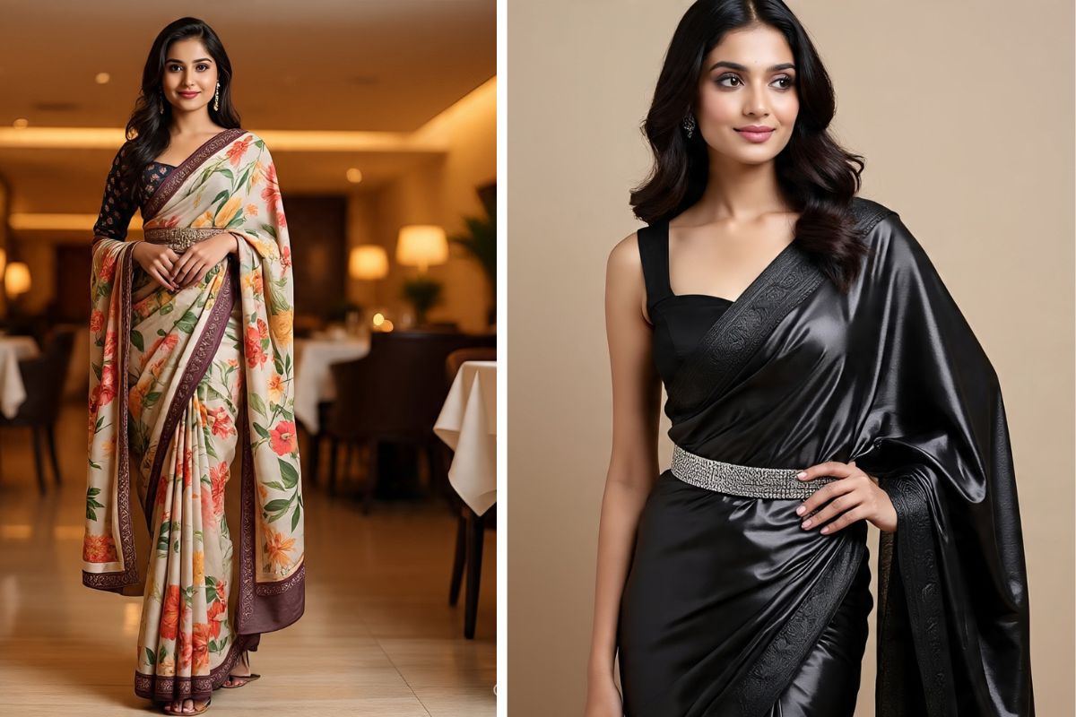 Modern designer saree for an elegant Valentine surprise