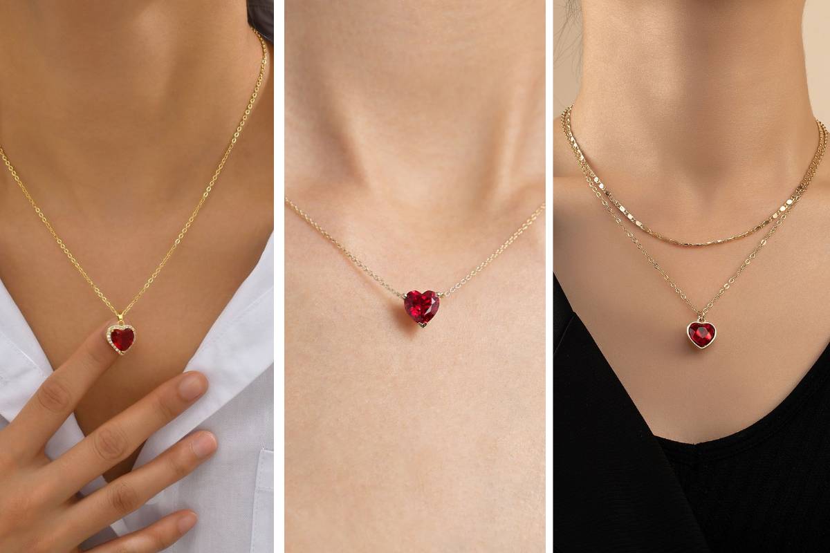 रेड रूबी हार्ट शेप पेंडेंट डिजाइन (Red Ruby Heart Shape Pendant Designs)
