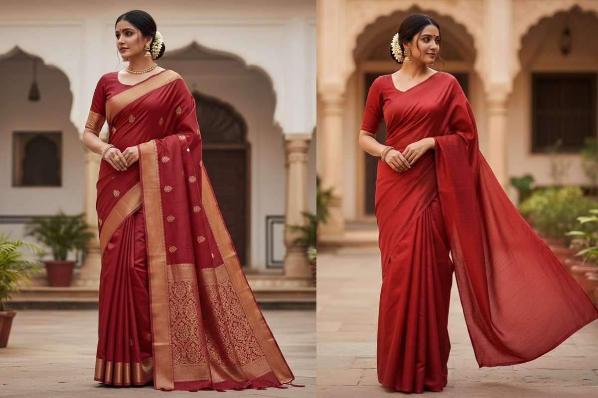 Red Silk Saree Design (AI IMAGE)