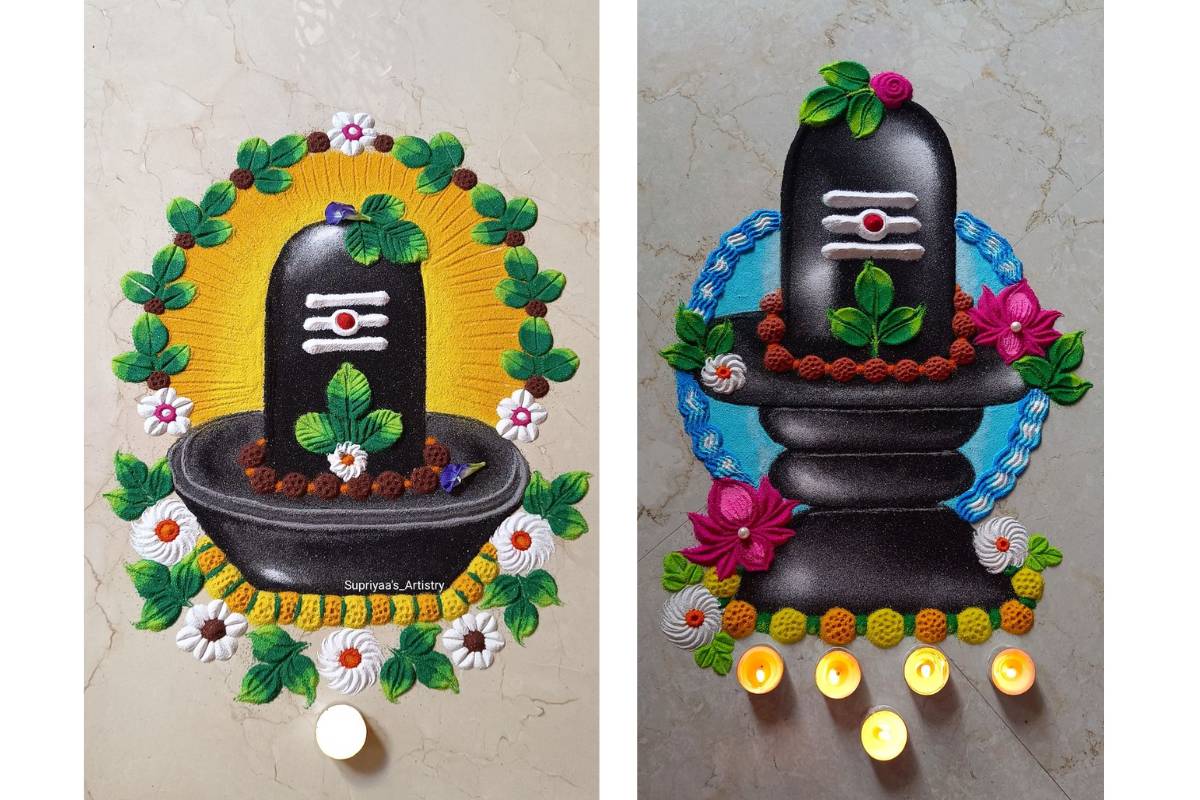Shivling Rangoli Design for Mahashivratri
