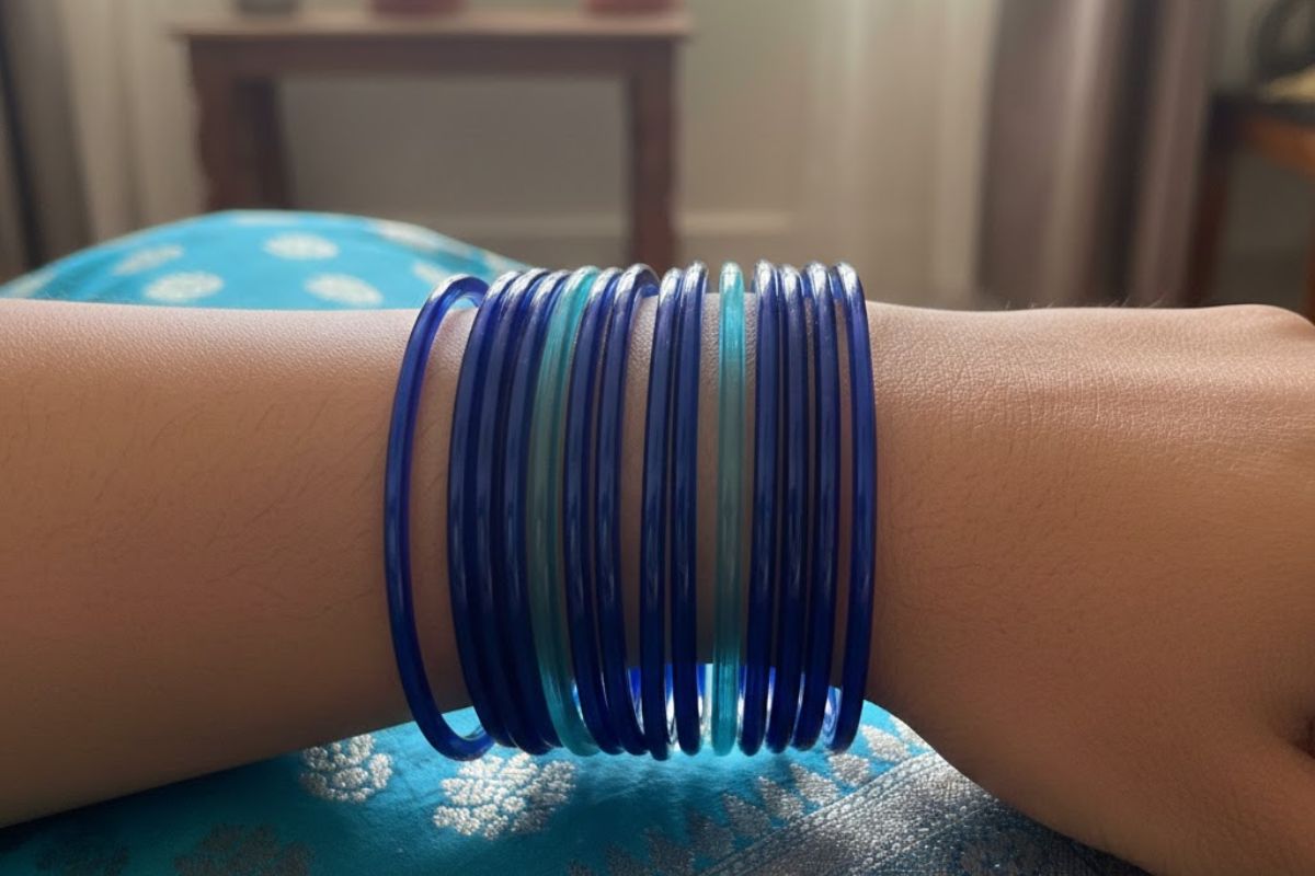 blue glass bangles