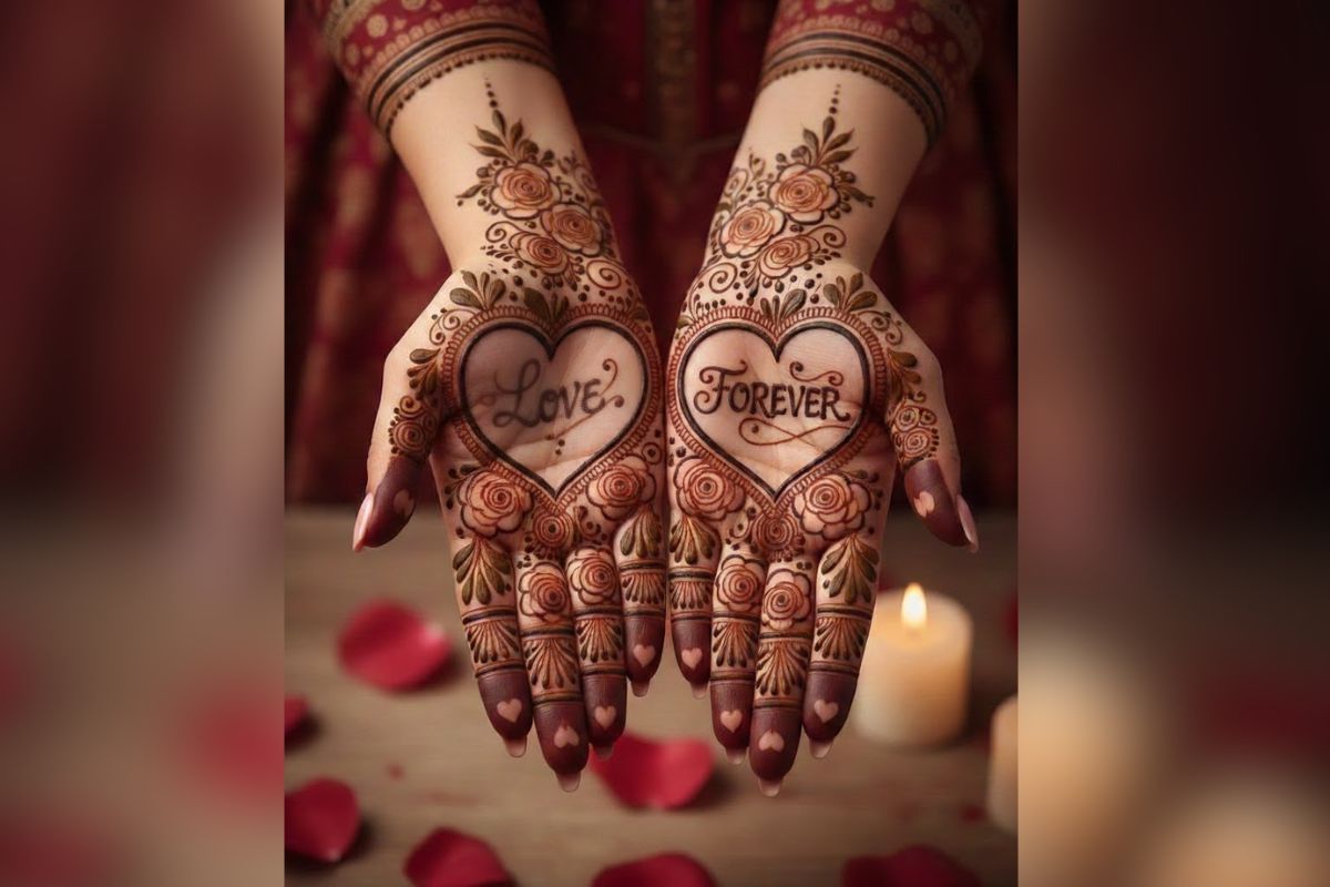 heart shape mehndi for valentine