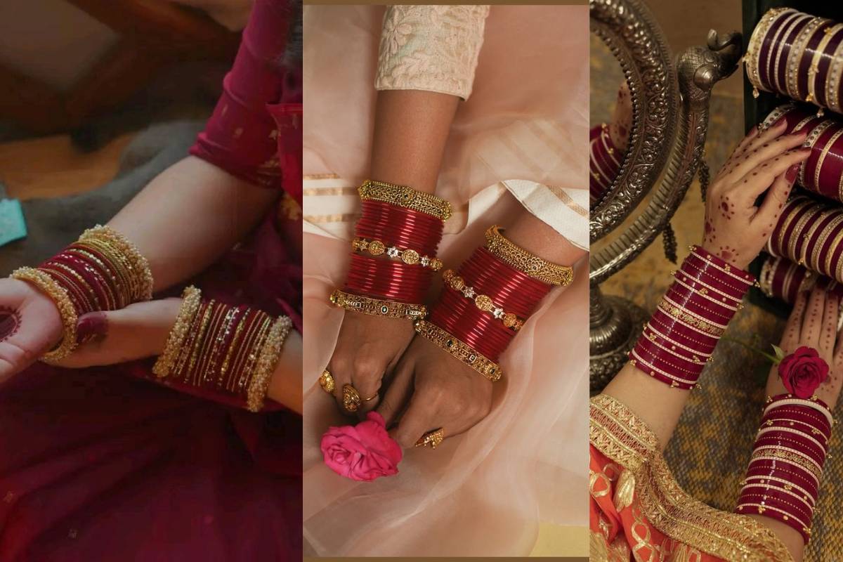 heavy red chuda designs for suhagan women