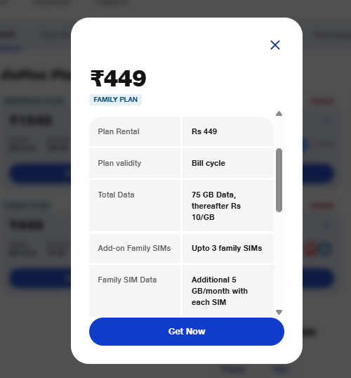 Jio का 449 रुपये वाला फैमिली प्लान