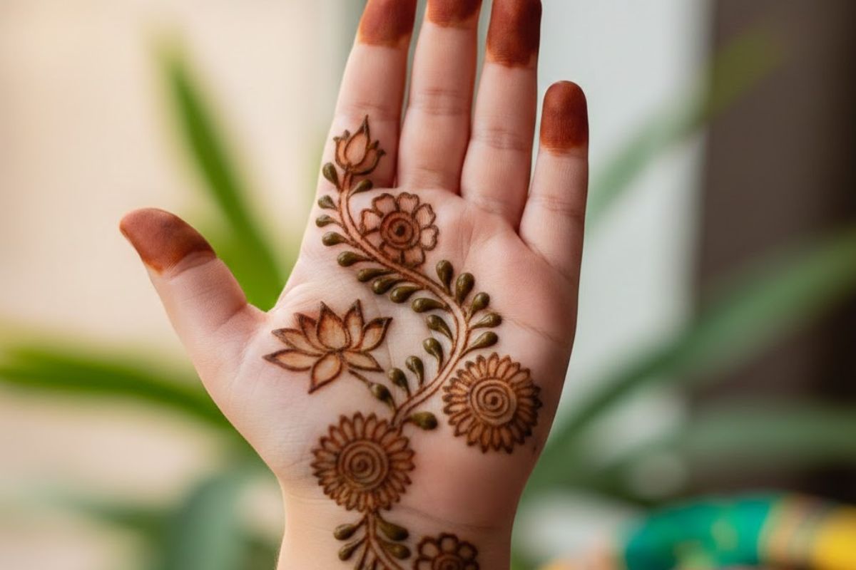 kids floral mehndi design