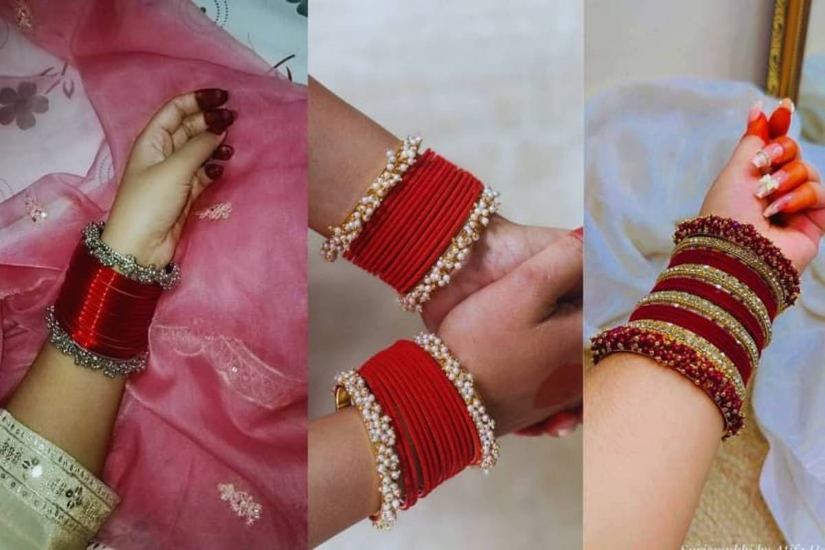 latest red velvet bangles design for mahashivratri