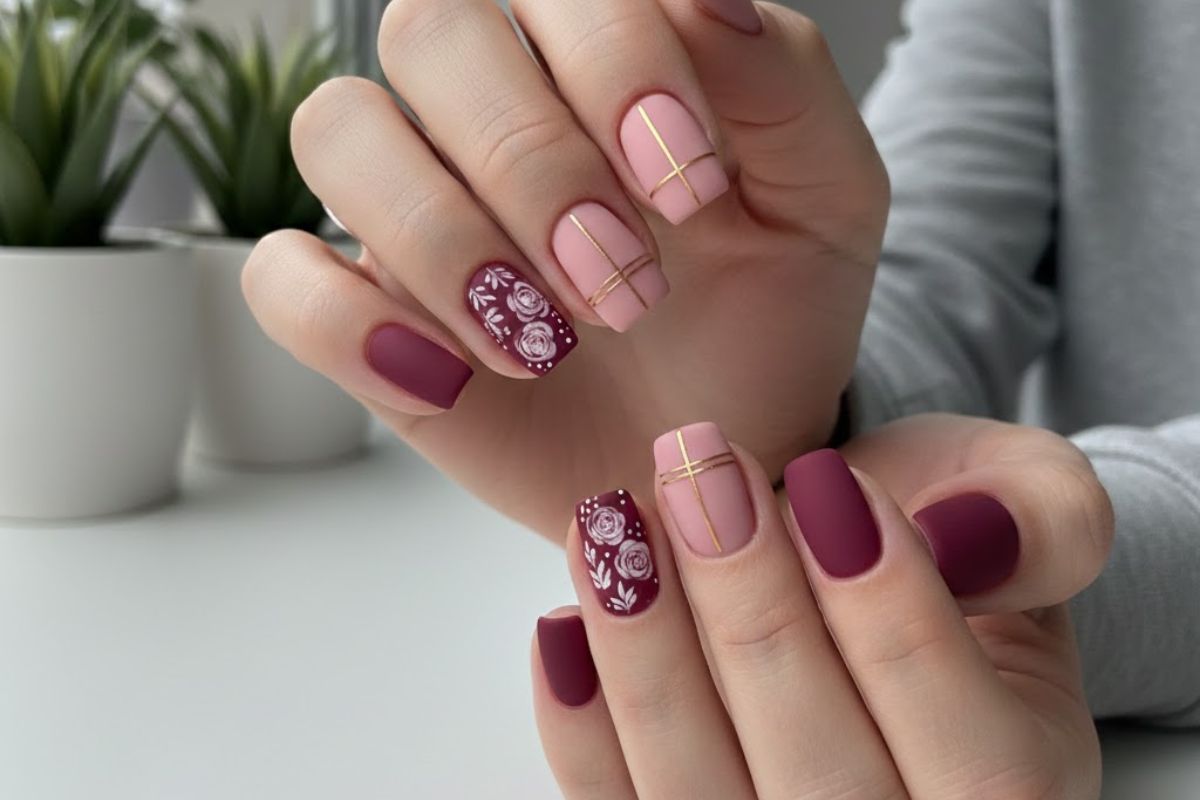 matte pink nail art