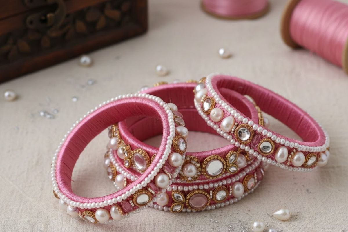 pink silk thread bangles