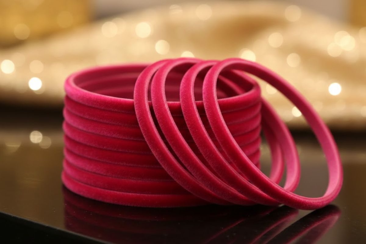 pink velvet bangles