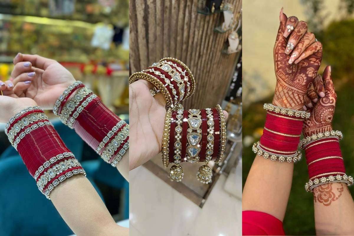 red glass bangles design for mahashivratri puja