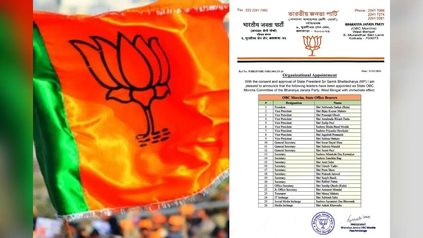पश्चिम बंगाल भाजपा ने ओबीसी मोर्चा के पदाधिकारियों की घोषणा की, शुभेंदु सरकार बने अध्यक्ष