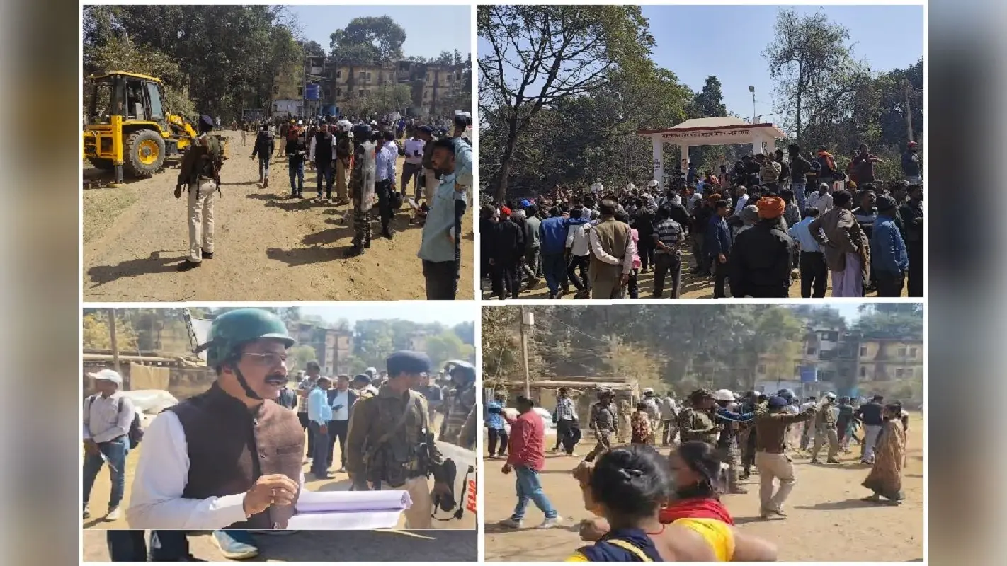पतरातू में अतिक्रमण पर फिर चला बुलडोजर, प्रशासन का अभियान जारी