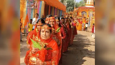 हनुमान मंदिर में धार्मिक अनुष्ठान, प्राण प्रतिष्ठा के लिए निकाली गयी कलश यात्रा