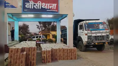 10 चक्का ट्रक से 3474 लीटर शराब जब्त, अनुमानित कीमत करीब 35 लाख