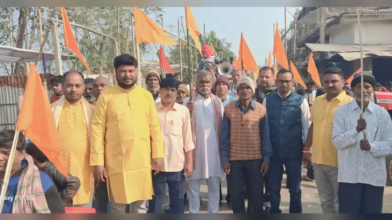 सत्संग महाधिवेशन को लेकर नया नंदगोला में निकाली संकल्प यात्रा