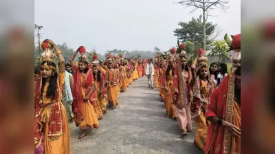 भेलाही में गूंजे जयकारे, 108 कन्याओं की कलश यात्रा के साथ श्रीमद्भागवत कथा का शुभारंभ