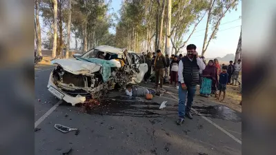 शादी समारोह से लौट रहे परिवार की कार पेड़ से टकरायी, ससुर-बहू की मौत, चार घायल