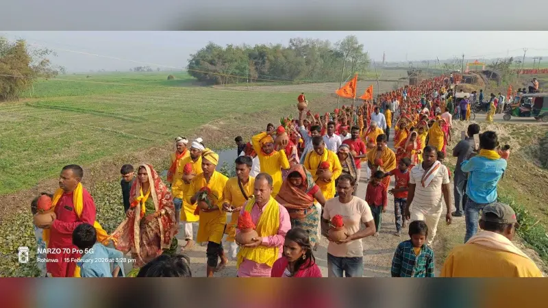महाशिवरात्रि के अवसर पर बेला नोवाद एवं पचौत भरना में निकाली गई भव्य कलश शोभा यात्रा