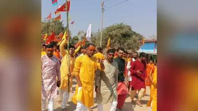 दुबे मंदिर में प्राण-प्रतिष्ठा के लिए निकाली गयी कलश शोभा यात्रा