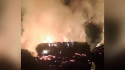 लक्ष्मीपुर गांव में आग लगने से चार किसानों के 50 हजार पुआल जलकर राख