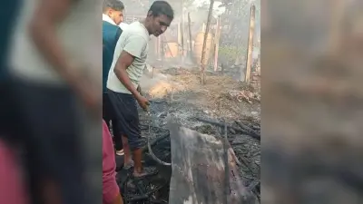 चनामना में आग लगने से छह परिवारों के घर जले