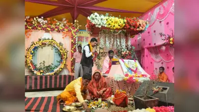 मथुरापुर गांव में आयोजित भागवत कथा में मनाया गया श्री कृष्ण जन्मोत्सव