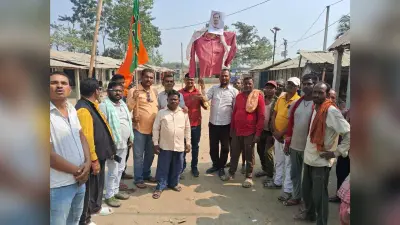राहुल गांधी के खिलाफ भाजयुमो ने किया प्रदर्शन