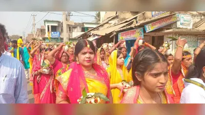 झखरा गांव में कलश शोभायात्रा भागवत कथा शुरू