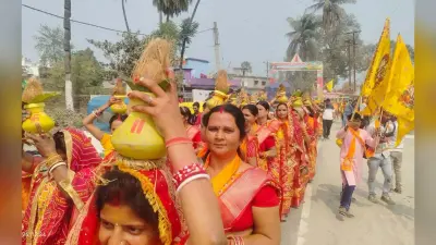 नवनिर्मित सिद्धि विनायक मंदिर में प्राणप्रतिष्ठा को लेकर निकाली भव्य कलशयात्रा