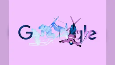बर्फ, स्पीड और स्टंट, Google Doodle दिखा रहा Big Air Freestyle Skiing का एडवेंचर