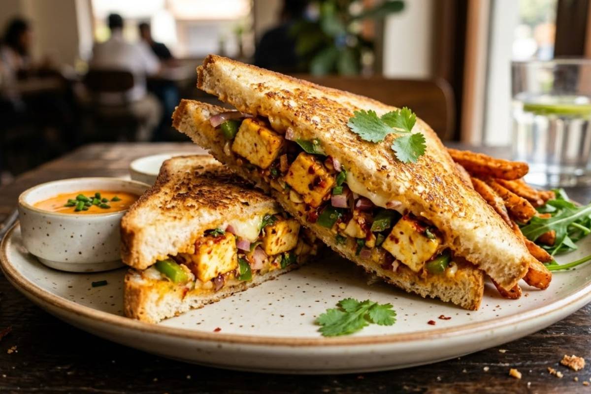 Chilli Garlic Paneer Sandwich by Chef Sanjyot Keer