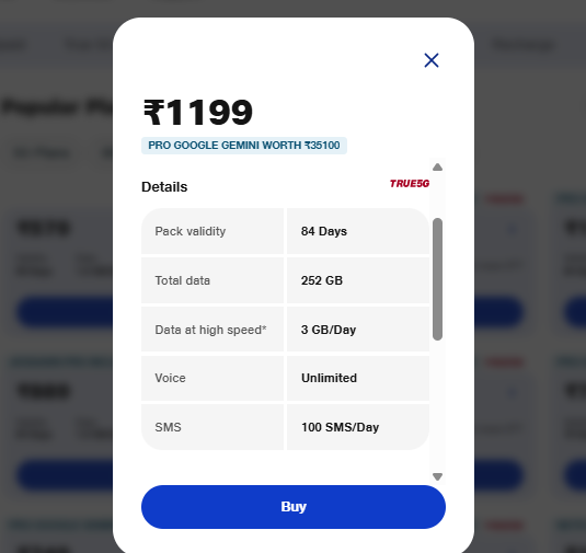 Jio का 1199 रुपये वाला प्लान