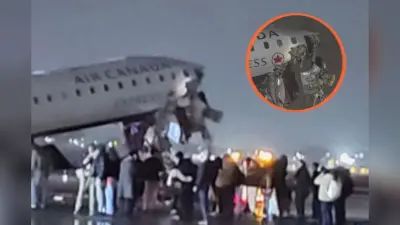 एयरपोर्ट पर हादसा: एयर कनाडा एक्सप्रेस विमान ट्रक से टकराया, वीडियो आया सामने