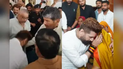 चिराग पासवान ने चाचा पशुपति पारस के पैर छूकर लिया आशीर्वाद, बड़ी मां के गले लग रो पड़े