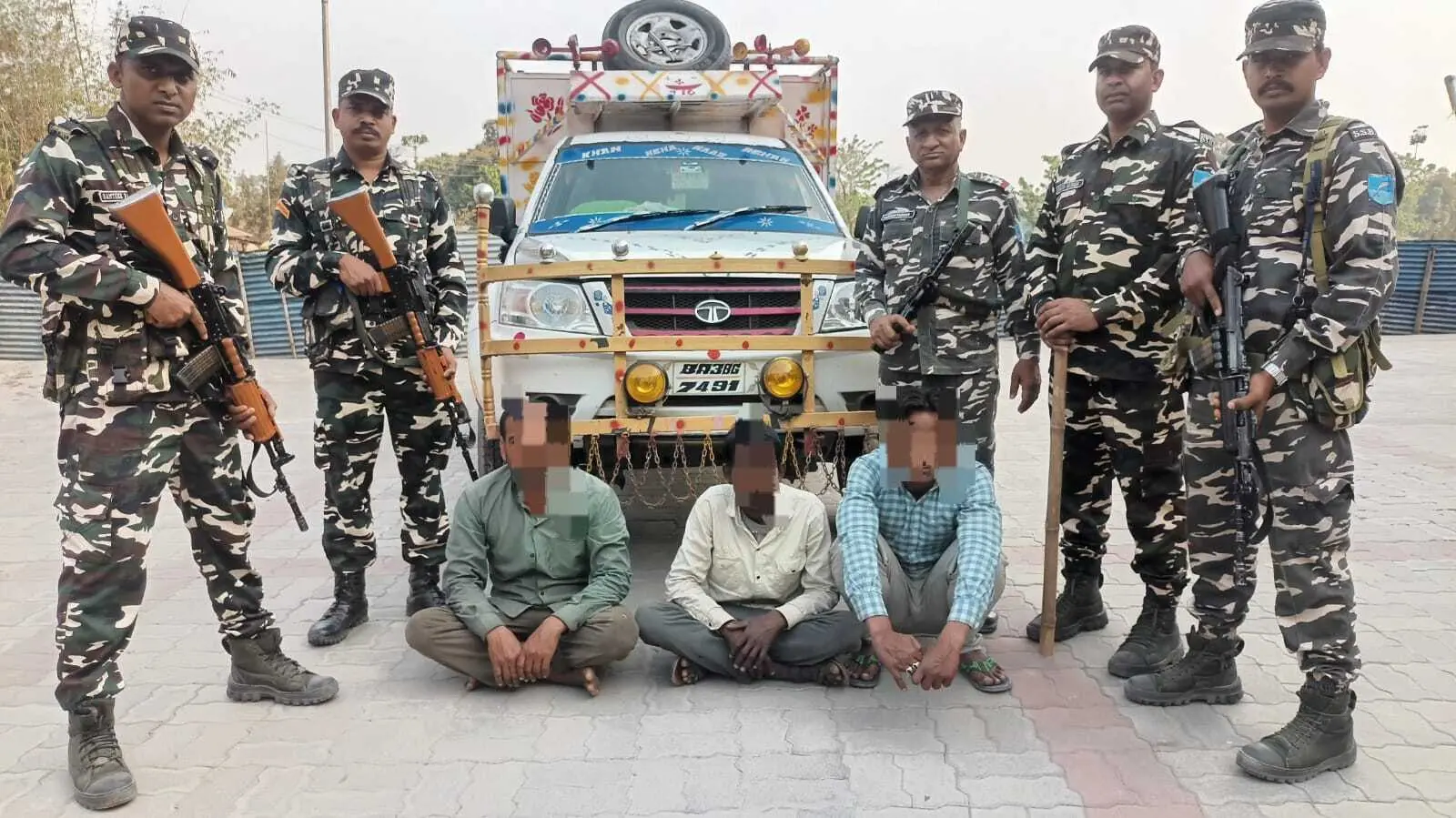मवेशी तस्करी का प्रयास विफल, 9 मवेशी व टाटा पिकअप जब्त, तीन गिरफ्तार