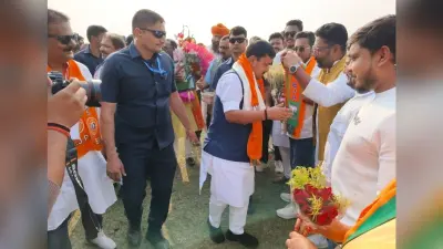 भाजपा राष्ट्रीय अध्यक्ष नितिन नवीन का पोठिया टीपीझाड़ी में भव्य स्वागत