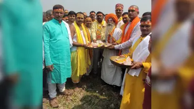 श्री श्री 1008 महारुद्र यज्ञ को लेकर किया ध्वजारोहण, तैयारी शुरू