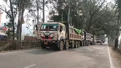 बालू लदे चार हाइवा जब्त, वाहन जांच के दौरान हुई कार्रवाई