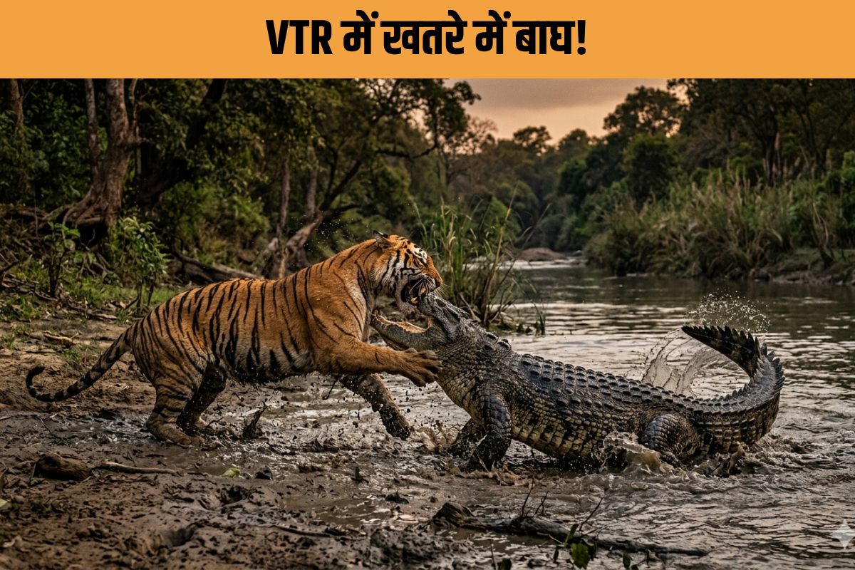 Valmiki Tiger Reserve में ‘डेडली ट्रैप’! पानी पीने उतरा Tiger बना मगरमच्छ का शिकार! 3 महीने में तीसरी मौत