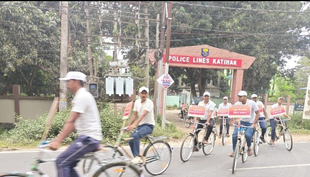 अग्निशमन सप्ताह को लेकर अग्निशमन विभाग की ओर से आयोजित की गयी साइक्लोथॉन
