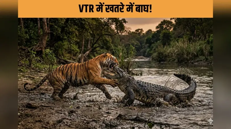 Valmiki Tiger Reserve में ‘डेडली ट्रैप’! पानी पीने उतरा Tiger बना मगरमच्छ का शिकार! 3 महीने में तीसरी मौत