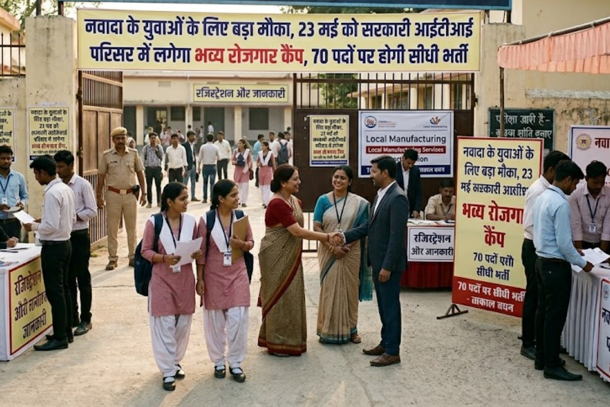 नवादा के युवाओं के लिए बड़ा मौका, 23 मई को सरकारी आईटीआई परिसर में लगेगा भव्य रोजगार कैंप, 70 पदों पर होगी सीधी भर्ती
