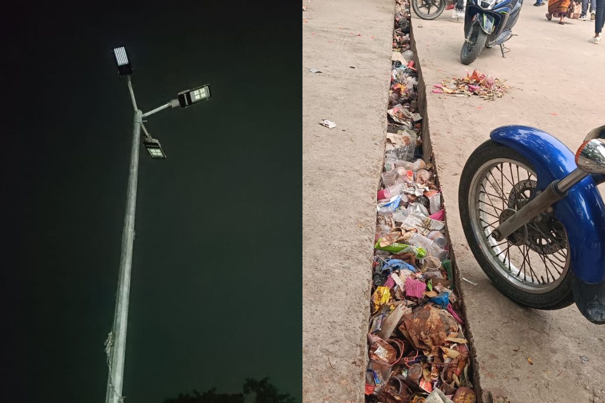 जोगबनी स्टेशन रोड पर पसरा अंधेरा, 87 लाख के टेंडर के बाद भी नाले बजबजाए; वीआईपी दौरे के बाद ‘पुनः मूषक भवः’ हुई व्यवस्था