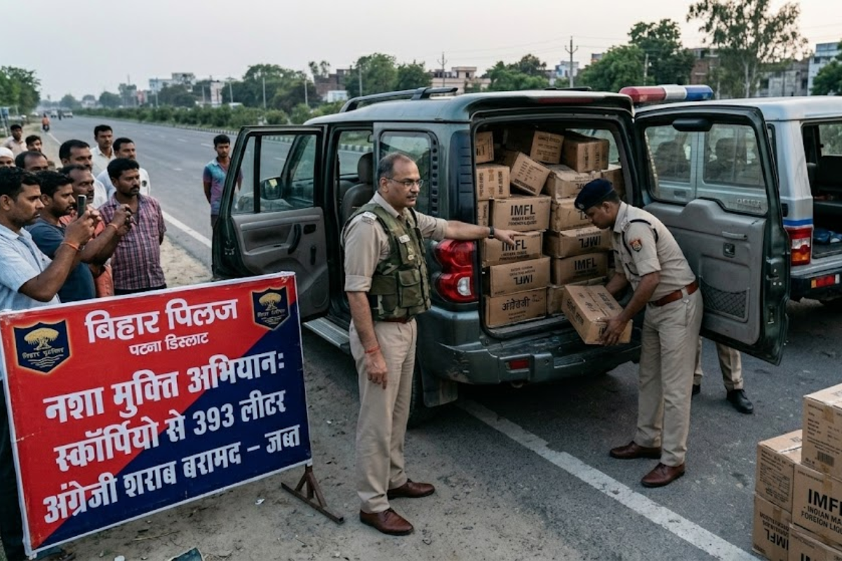 नेउरा पुलिस की बड़ी कार्रवाई, स्कॉर्पियो से 393 लीटर अंग्रेजी शराब बरामद, अभियान में मिली सफलता