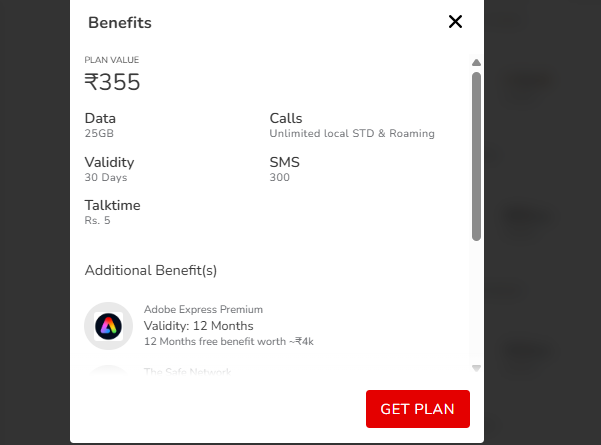 Airtel का 355 रुपये वाला प्रीपेड प्लान