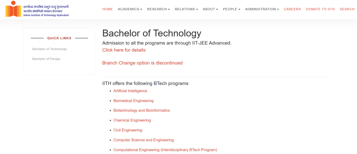 IIT Hyderabad Official Website 