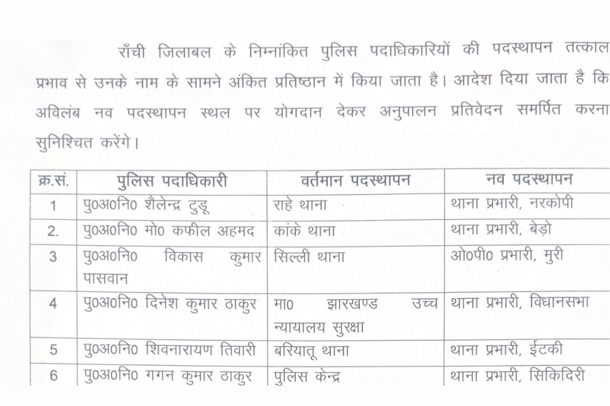 jharkhand police transfer