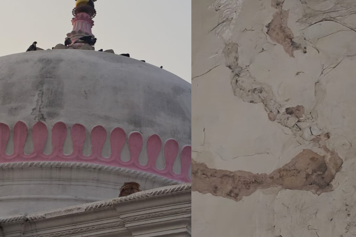 मधुबनी: झंझारपुर में महादेव मंदिर पर गिरा ठनका, गुंबद क्षतिग्रस्त